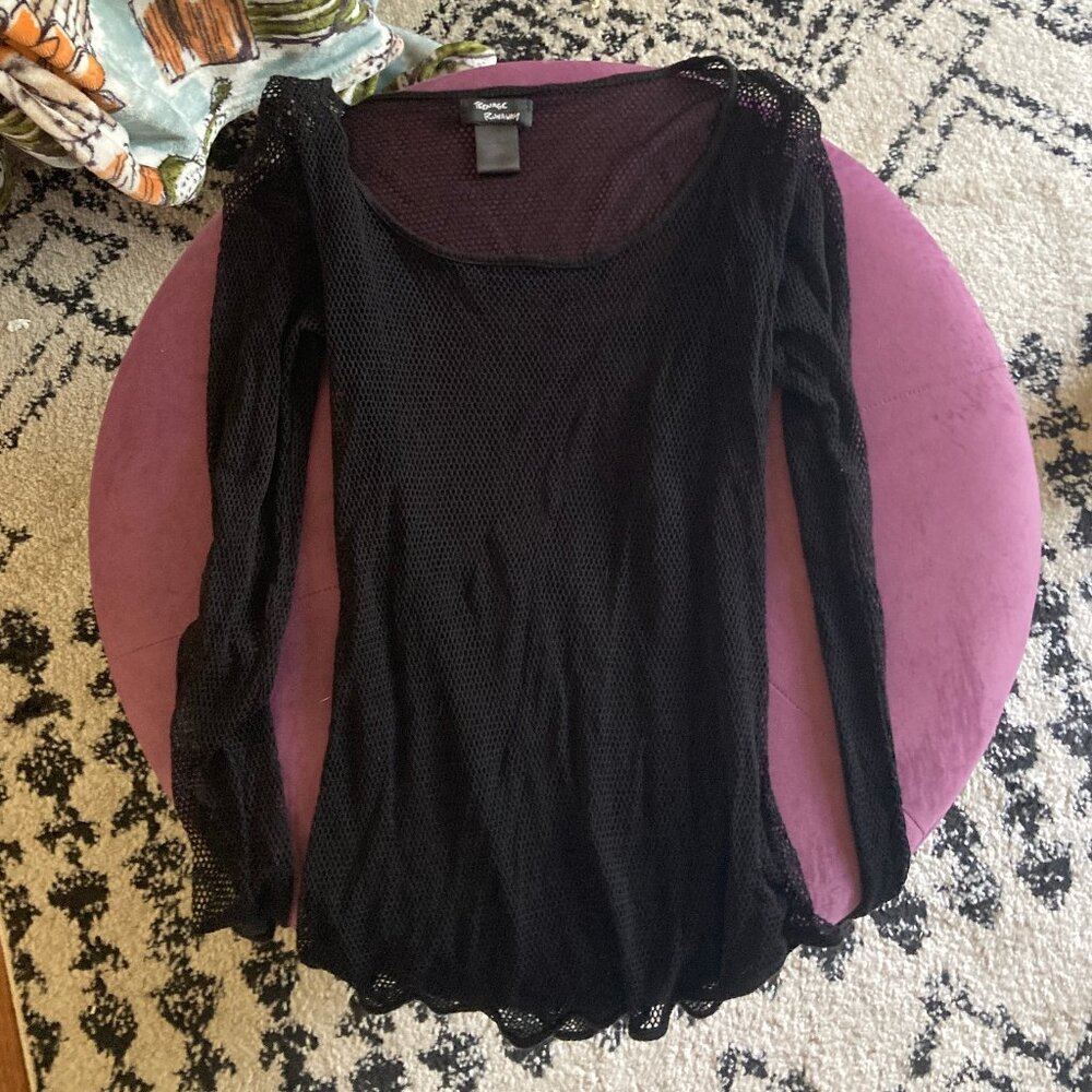 Black fishnet top, Teenage Runaway, size S-ish